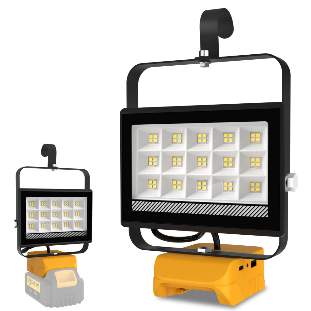 T-Sun Cordless Led Work Light For Dewalt 18V Battery, 60W Portable Jobsite Flood Light With Usb Charging Port, Indoor Outdoor Flashlight Spotlight For 5051222075937
