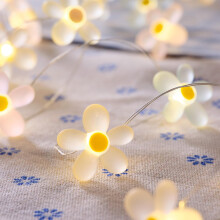 Lights4fun 20 Warm White Micro LED Battery Operated Flower Decorative String Fairy Lights with Timer 2.4m Indoor and Outdoor Use