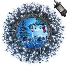 Moxled Christmas Tree Lights White - 35M 350 LED Outdoor Christmas Lights Waterproof, Timer, 12 Modes Expandable Fairy String Lights Mains Powered for