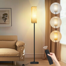 CRLL Floor Lamp for Living Room, Modern Standing Lamps with Remote & Foot Switch, 2700k-6500k Dimmable Tall Reading Lamp with Linen Shade | Standard