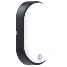 Luceco Eco Outdoor LED Bulkhead Light with PIR Motion Sensor, Decorative Exterior Lighting, Oval, Black, IP54, 10W, 700lm, 4000K, EBEO10P40
