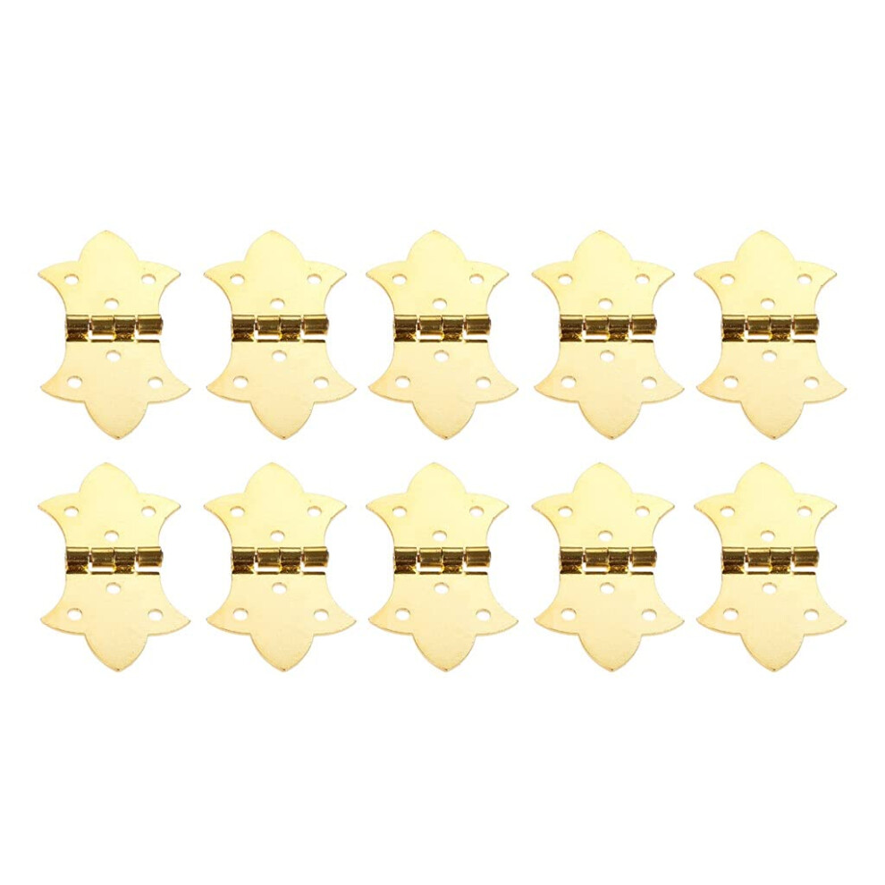 10Pcs Antique Bronze Cabinet Hinges With Decorative Flower Design, Sixhole Mount And Screws 9113335305236