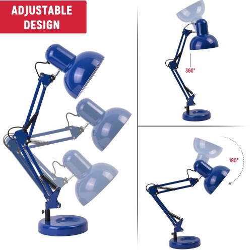 TEKLED? LED Desk Lamp | Adjustable Swing Arm | Replaceable E27 Edison Screw Bulb Holder | Flexible Table Clamp | for Bedside Reading Office Work 2