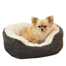 Rosewood Jumbo Cord Plush Dog Bed ? Small, 51x45cm ? Washable Oval Pet Bed Cushion for Dogs and Cats ? Warm and Comfortable ? Non-Slip Base, Soft
