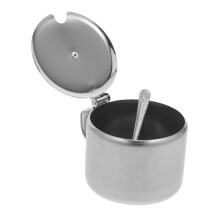 Stainless Steel Sugar Bowl with Lid and Spoon, Keeps Condiments Fresh, Spice Jar for Kitchen Storage