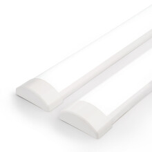 BrightFly 4Ft LED Batten, 3550LM 32W 6500K Tube, 2-Pack Slim Profile Dust-Proof Integrated Housing, Surface Mounted Linear Ceiling Garage Light for