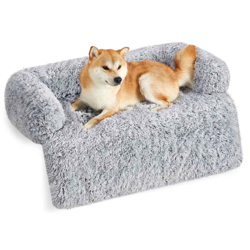 Feandrea Fluffyhug Dog Sofa Bed, Cover, Calming Bed, Xl For Medium And Large Dogs, 110 X 95 X 18 Cm, Grey Ombr? Pgw223g01
