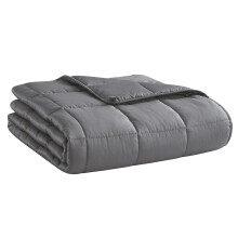 Cooling Weighted Blanket for Adults 15 lbs Twin Size Dark Grey with Breathable Hypoallergenic Glass Beads