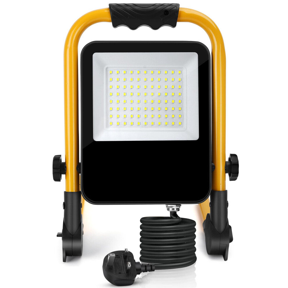 Aigostar 50W Led Work Light 240V, Job Site Light 4500Lm, Plug In Folding Floodlight With 5.9Ft Cord, Ip65 Waterproof Floodlights Outdoor, 6500K 5051222089842
