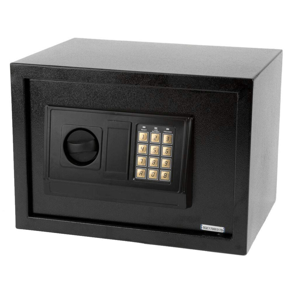 16L Home Safe Box With Electronic Password Lock, Durable Steel Construction, Mute Mode For Cash And Jewelry, Black 9070919385667