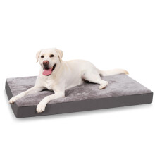 KSIIA Dog Beds Large Washable, Orthopedic Dog Crate Beds with Waterproof Removable Cover, Flat Mattress Non skid Bottom, Pet Beds for Dogs, Grey,