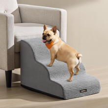 Feandrea 3-Step Dog Stairs, Dog Steps for Bed, Sofa, Waterproof Pet Stairs with Anti-Slip Designs, Gentle Slope, Removable Washable Cover, Handle,