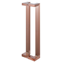 Modern Stainless Steel Square Shower Door Handle 60cm Rose Gold, Sliding Glass Door Handle for Interior and Exterior Use