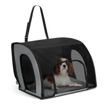 K&H PET PRODUCTS Travel Safety Carrier for Pets, Dog Crate For Car Gray/Black Medium 24 X 19 X 17 Inches