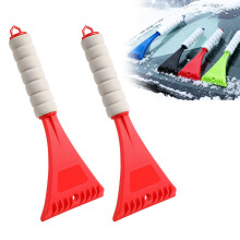 Mini Snow Shovel for Car Windshield with Ergonomic Foam Grip, Compact Snow Scraper for SUV, 2 Red