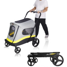 BingoPaw Foldable Extra Large Dog Stroller with Rain Cover Included Loads Up to 45kg