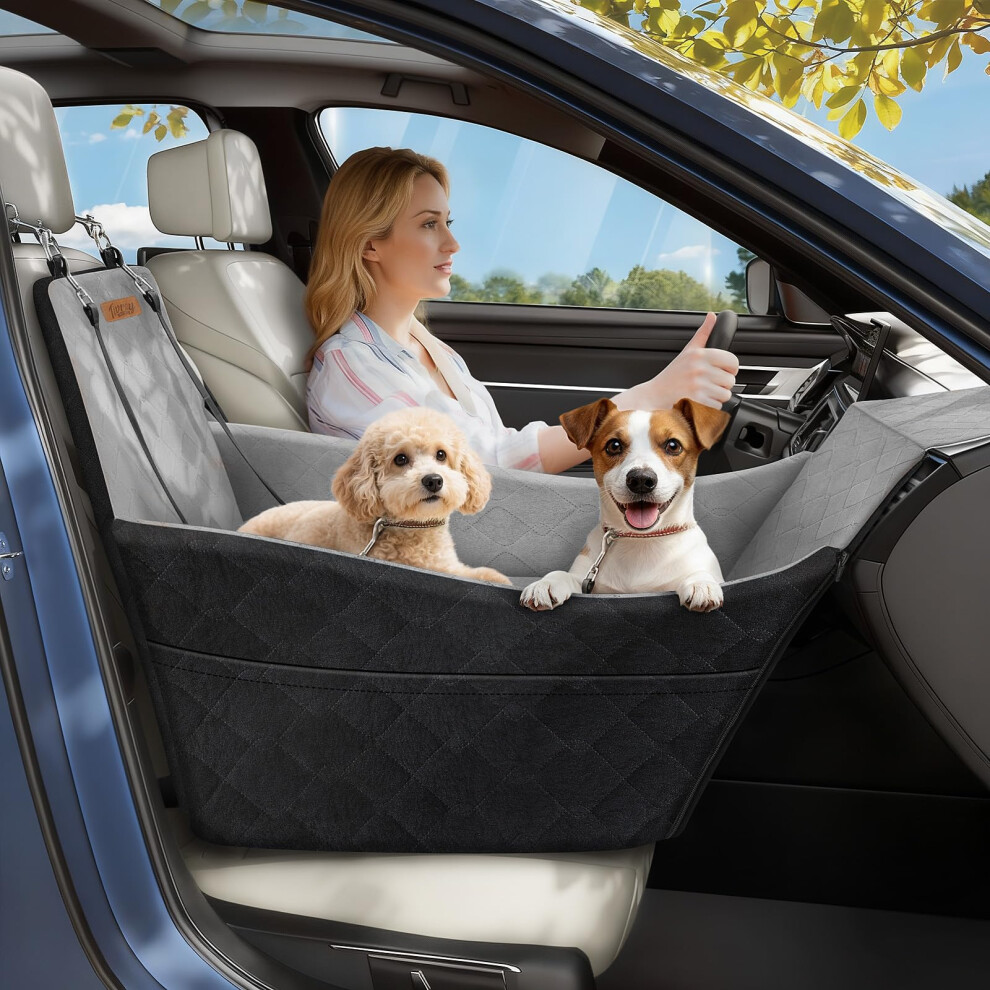 Tivray Elevated Dog Car Seat, Dog Booster Car Seats For Small & Medium Breeds Up To 35Lbs, Fully Detachable And Washable, Memory Foam Pet Carseat With