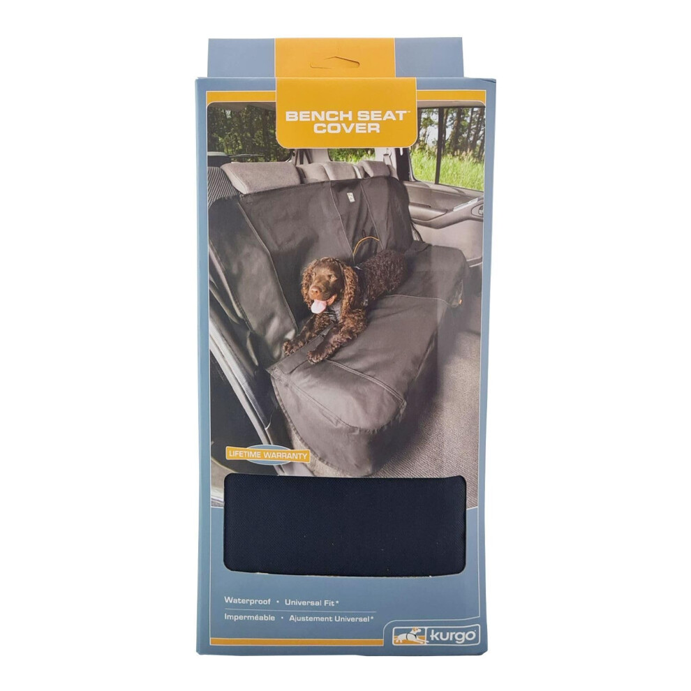 Kurgo Wander Bench Seat Cover, Dog Car Seat Protector, Waterproof & Stain-Resistant, Secure Fit, Black 5051222105436