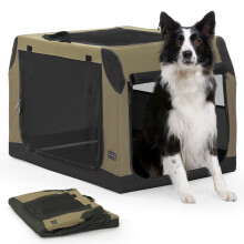 Petsfit Large Dog Crate for Car, Portable Dog Travel Crate,Lightweight Puppy Crate for Indoor Uses for Medium or Large Dog (L:91cm x 61cm x 58cm),Army