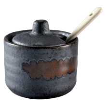 Japanese Ceramic Sugar Bowl with Lid for Coffee and Kitchen Storage 6.5x4.5cm