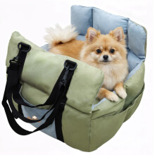 BingoPaw Dog Car Seat Carrier: Pet Booster Car Bed Pet Travel Carrier Bed with Safety Belt, Storage Pocket for Vehicles with Shoulder Strap for Small