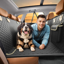 SHARLOVY Back Seat Extender for Dogs, Heavy Duty Dog Car Seat Cover for Back Seat and Aggressive Chewer, Large Hard Bottom Seat Cover for Dogs, Dog