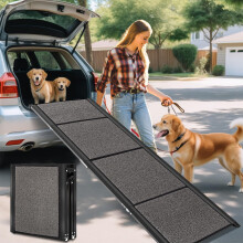 Longest 180cm & Widest 50cm Folding Dog Car Ramp for Large Dogs, Portable Pet Stair Ramp with Non-Slip Rug Surface, Extra Wide & Long Dog Steps for