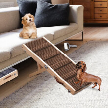 Aitakatta Dog Ramp for Bed, Adjustable Portable Folding Pet Ramp, 32" Long Wooden Pet Ramp with Non-Slip Traction Mat for Small Dogs, Dog Climbing
