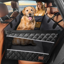 MIXJOY Dog Car Seat for Large/Medium Dogs, Waterproof Car Back Seat with Hard Bottom for Large Sized Dog, Scratch Proof Back Seat Extender with