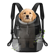 Bojury Pet Dog Carrier Backpack, Small Dog Cat Front Backpack, Breathable Adjustable Puppy Carrier with Safety Belt for Travel Hiking Cycling Walking