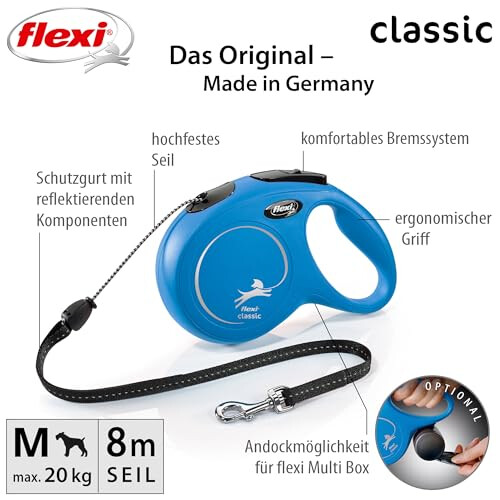 flexi flexi New Classic Cord Retractable Lead Blue Medium 8m 20kg 1