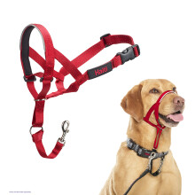 HALTI Headcollar Size 3 Red, UK Bestselling Dog Head Harness to Stop Pulling on the Lead, Easy to Use, Padded Nose Band, Adjustable & Reflective,