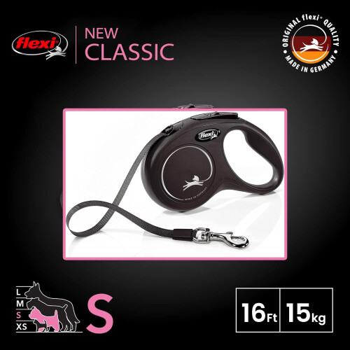 flexi flexi New Classic Retractable Lead Tape, Small, 5 m, Black 1