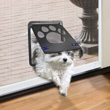PETLESO Dog Door for Screen Door, Cat Door Screen Small Dog Door Insert for Sliding Door Easy Install, Small 8"?10"