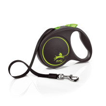 Flexi Black Design Retractable Dog Lead Large 5m Green - Tape Leash for Dogs up to 50kg, Secure Brake