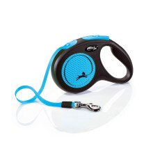 Flexi - CL21T5-251 -S Neobl - Leave for dog - Board of Cat - New Neon M Tape 5 m, Black/Neon Blue