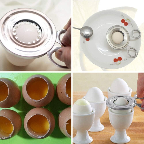Egg Shell Cutter Stainless Steel Boiled Egg Topper for Precision Shell Removal, Silver Kitchen Tool 2