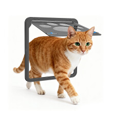 Enjoying Pet Screen Door 8"?10.2" Inner Door Size, Cat Doors with Replacement Magnetic Flap Lockable Doggy Screen Door, Black