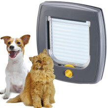 Ferplast SWING 3 Universal Cat Flap for Dogs and Cats - 2 Selectable Closing Modes - Magnetic Anti-Oscillation - Transparent Door - Grey