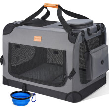 Morpilot Large Dog & Cat Carrier | Soft-Sided Pet Travel Crate, Foldable Dog Car Crate, with Collapsible Bowl, Shoulder Strap & Storage Pockets, XXXL,
