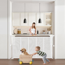 VEVOR Retractable Baby Gate, 870 mm Tall, Extends up to 1400 mm Wide, Retractable Gate for Kids or Pets, Mesh Material, Easy to Install for Indoor