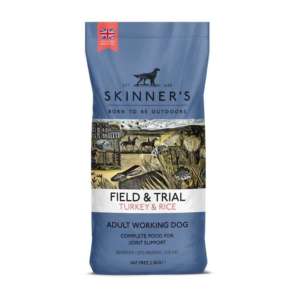 Skinners Field & Trial Complete Dry Working Dog Food Turkey And Rice + Joint Aid, 2.5 Kg