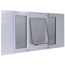 Ideal Pet Products Aluminum Sash Window Pet Door, Adjustable to Fit Window Widths from 33" to 38", Chubby Kat 7-1/2? x 10-1/2? Flap Size