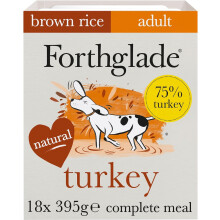 Forthglade Wet Dog Food (18 x 395g Trays) - Wholegrain & Hypoallergenic Dog Food, Turkey with Vegetables and Brown Rice, Adult Stomach Sensitive Meals
