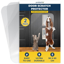 PROTECTO 2-Pack Ultra Durable Door Protector for Dogs ? 90x60 cm Clear Cat Scratch Protector | Easy to Install Anti Scratch Door Guard for Dogs and