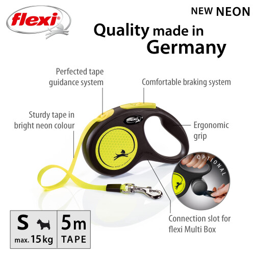flexi flexi New Neon S Tape 5 m black/neon yellow 1
