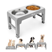 Toozey Raised Dog Bowl Height-Adjustable, Elevated Dog bowls with 2x 1200ml Stainless Steel Bowls, Non-Slip and No Spill, for Small Medium & Large
