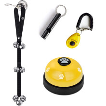 Kelivi Dog Bell for Puppy Potty Training, 4 Pack Dog Bells Toilet Training, Adjustable Length Dog Doorbell with Dog Training Clicker & Dog Whistle-Dog