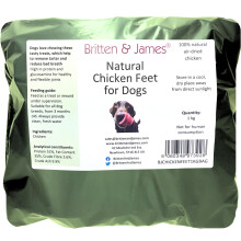 Chicken Feet for Dogs by Britten and James (1kg bag). Air Dried, High in Protein Natural Dog Chews - Helps to Remove Tartar and Reduce Bad Breath.
