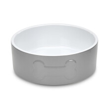 Petface Bone Ceramic Pet Bowl for Feeding and Watering, Suitable for Both Dogs and Cats, Grey/White, 20 cm (Pack of 1)